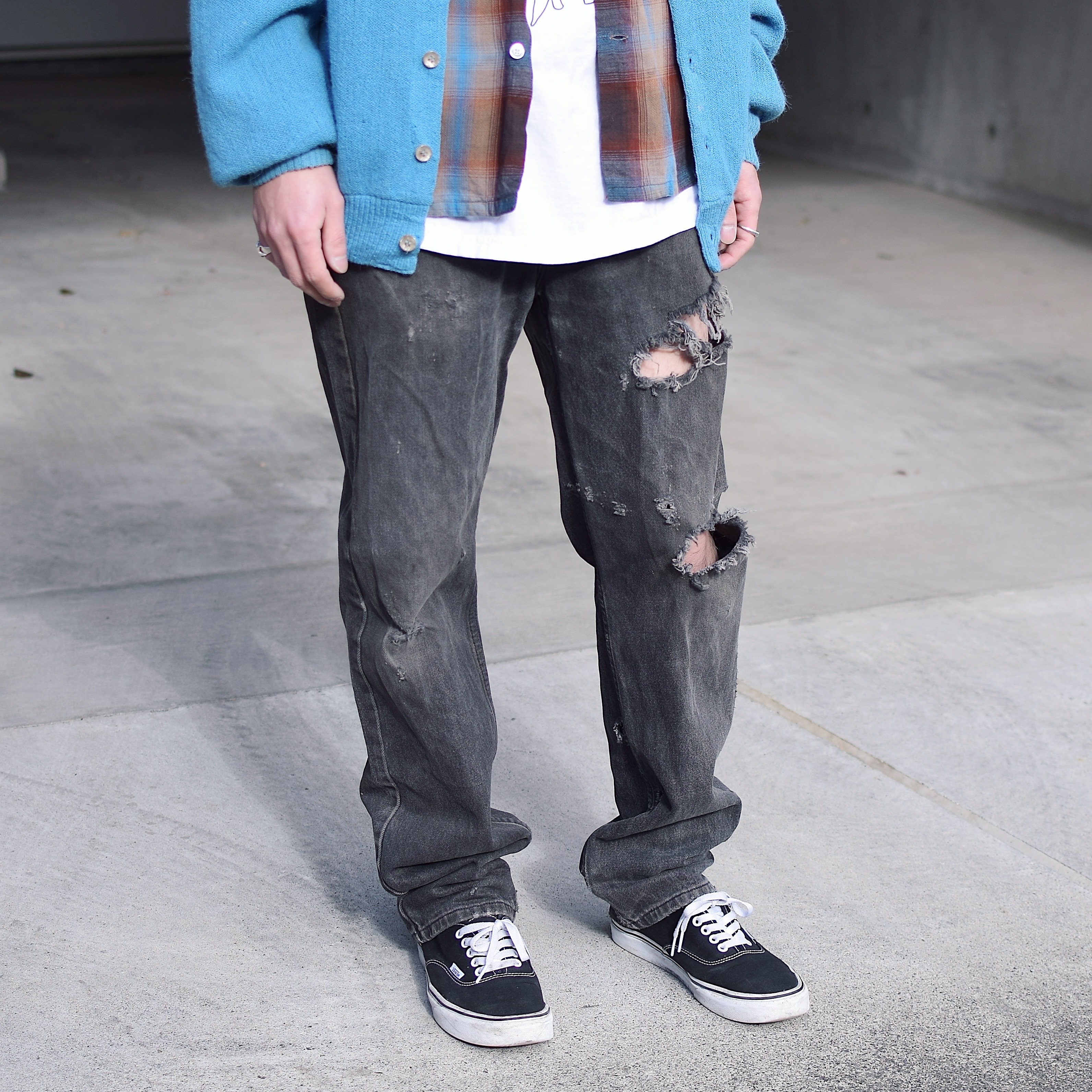 Vintage【Levi's】505 Grunge Black Denim Pants の画像 3