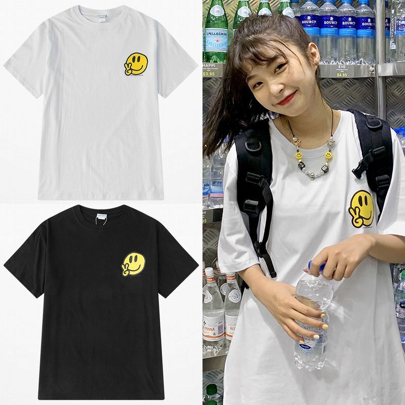 ユニセックス Tシャツ 半袖 メンズ レディース シンプル 英字 ピース スマイル ニコちゃんマーク スマイリーフェイス オーバーサイズ 大きいサイズ ルーズ ストリート