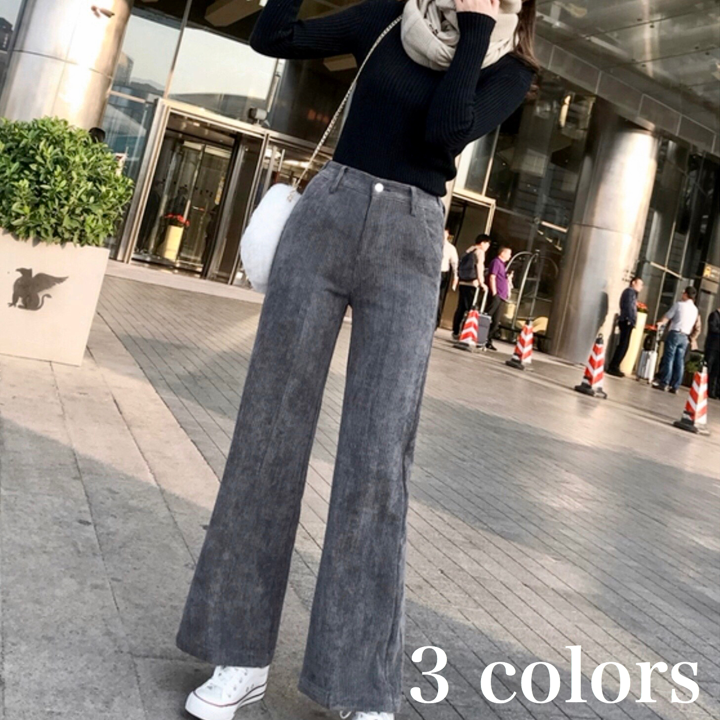 コーデュロイ 裾 フレア 美脚 パンツ 大きい サイズ レディース 秋 冬 服 オルチャン ファッション 大人 カジュアル 暖か い Pn 00 Hapi Hapi Girl ハピ ガル