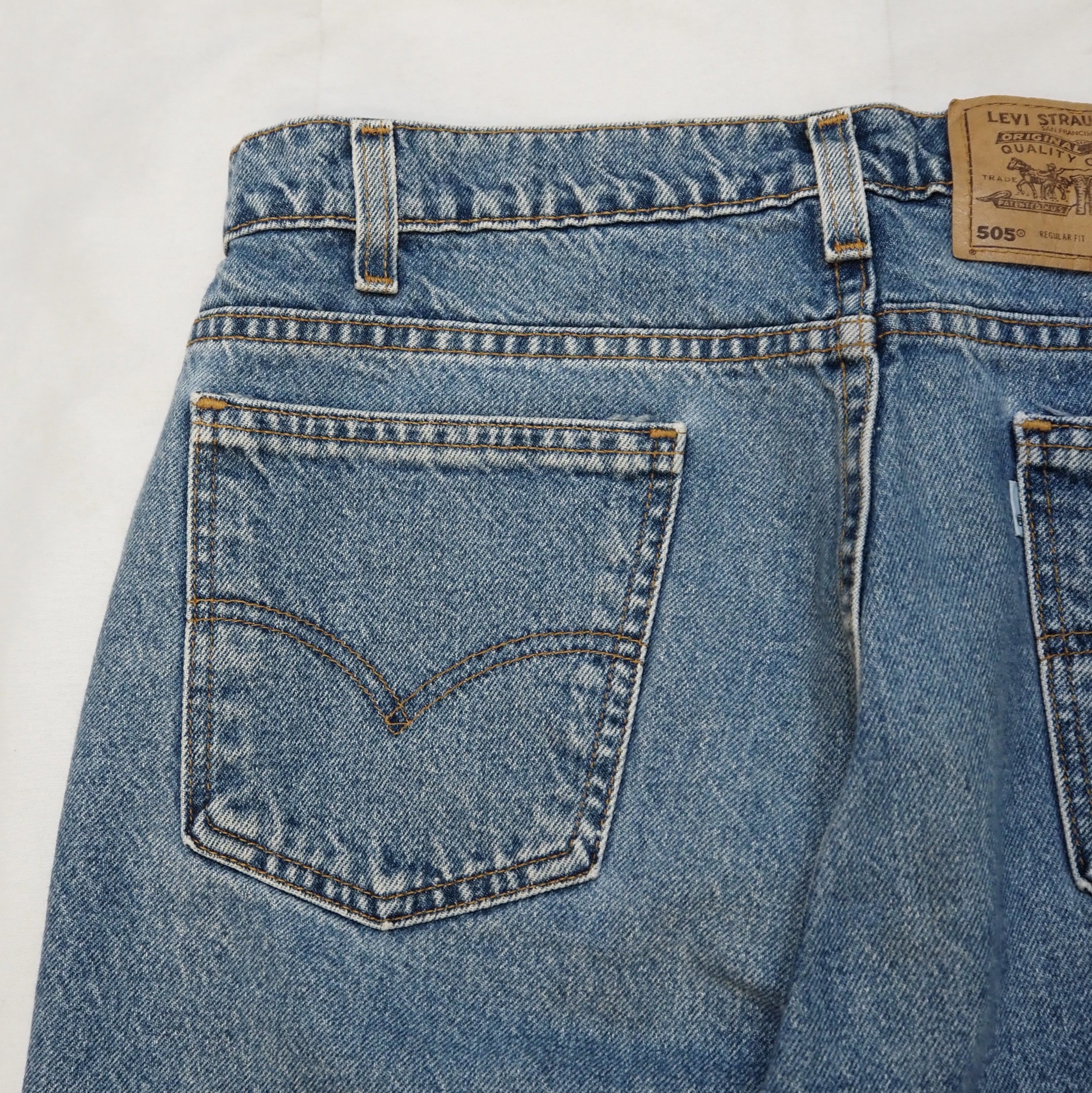 90S Levi’s 505 Blue Denim Shorts Size 36 の画像 7