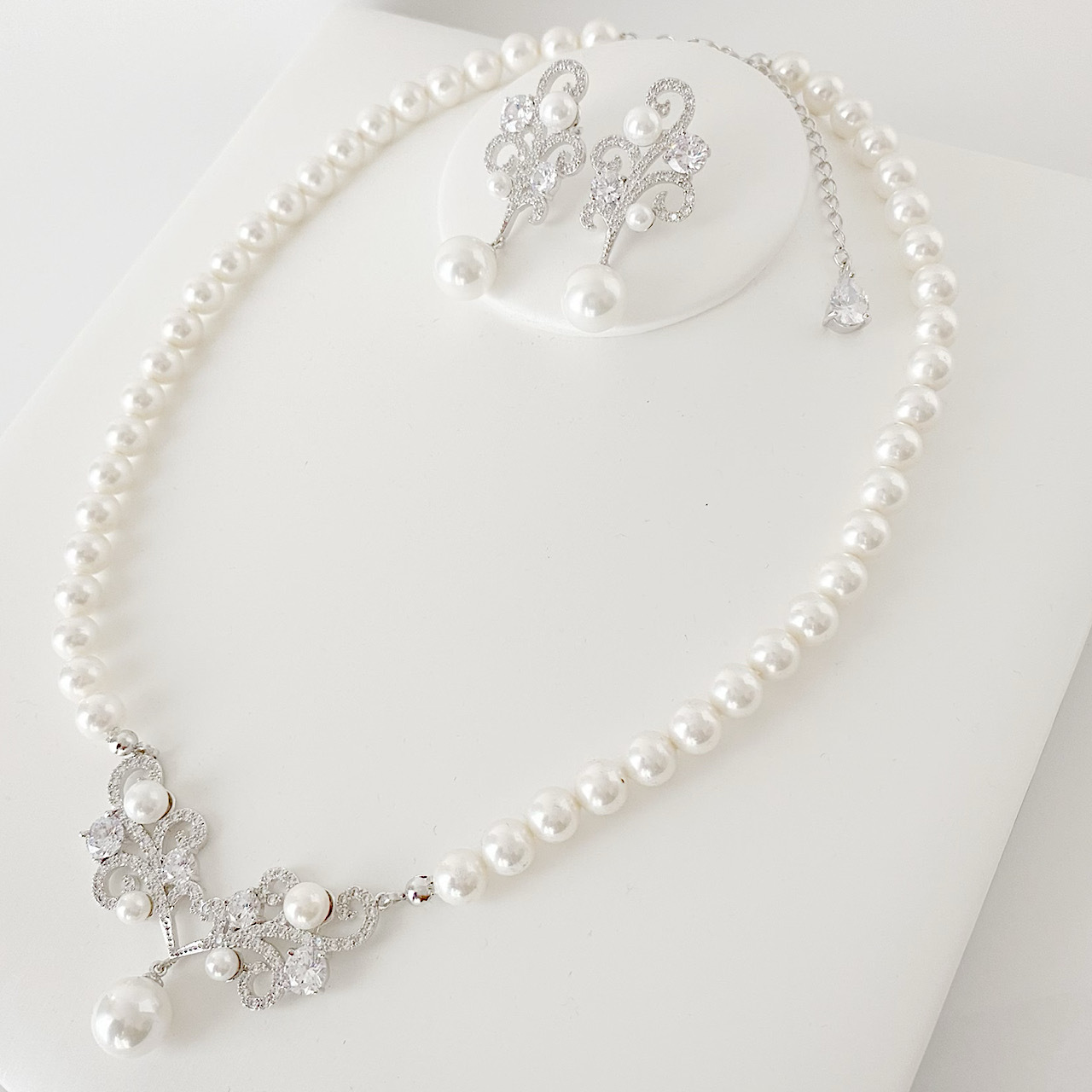 キュービックジルコニア 貝パール ウェディング アクセサリー セット ブライダル ピアス パーティ Moebridal キュービックジルコニア 貝パール ウェディング アクセサリー セット ブライダル ピアス パーティ Moebridal