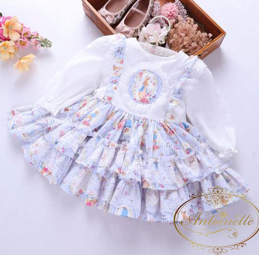 rabbit うさちゃん うさぎ おんなのこ 子供 子供服 プリンセス ロリータ 姫系 フリル 花柄 フラワー baby dress cute