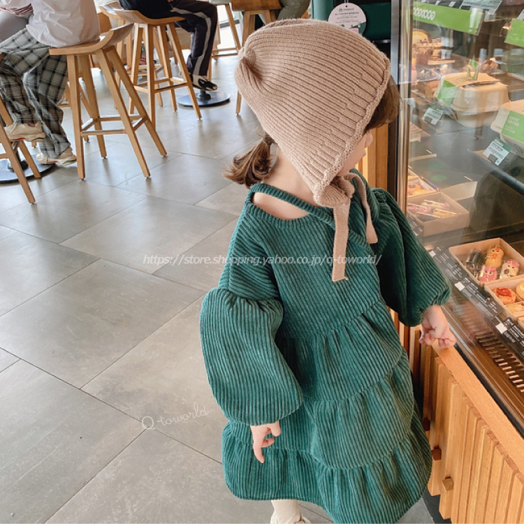 80 130 ワンピース 秋冬 ナチュラル 可愛い コーデュロイ 女の子 子供服 韓国風 Q Toworld キュートワールド 子供服 メール便は何点でも送料の合計は280円