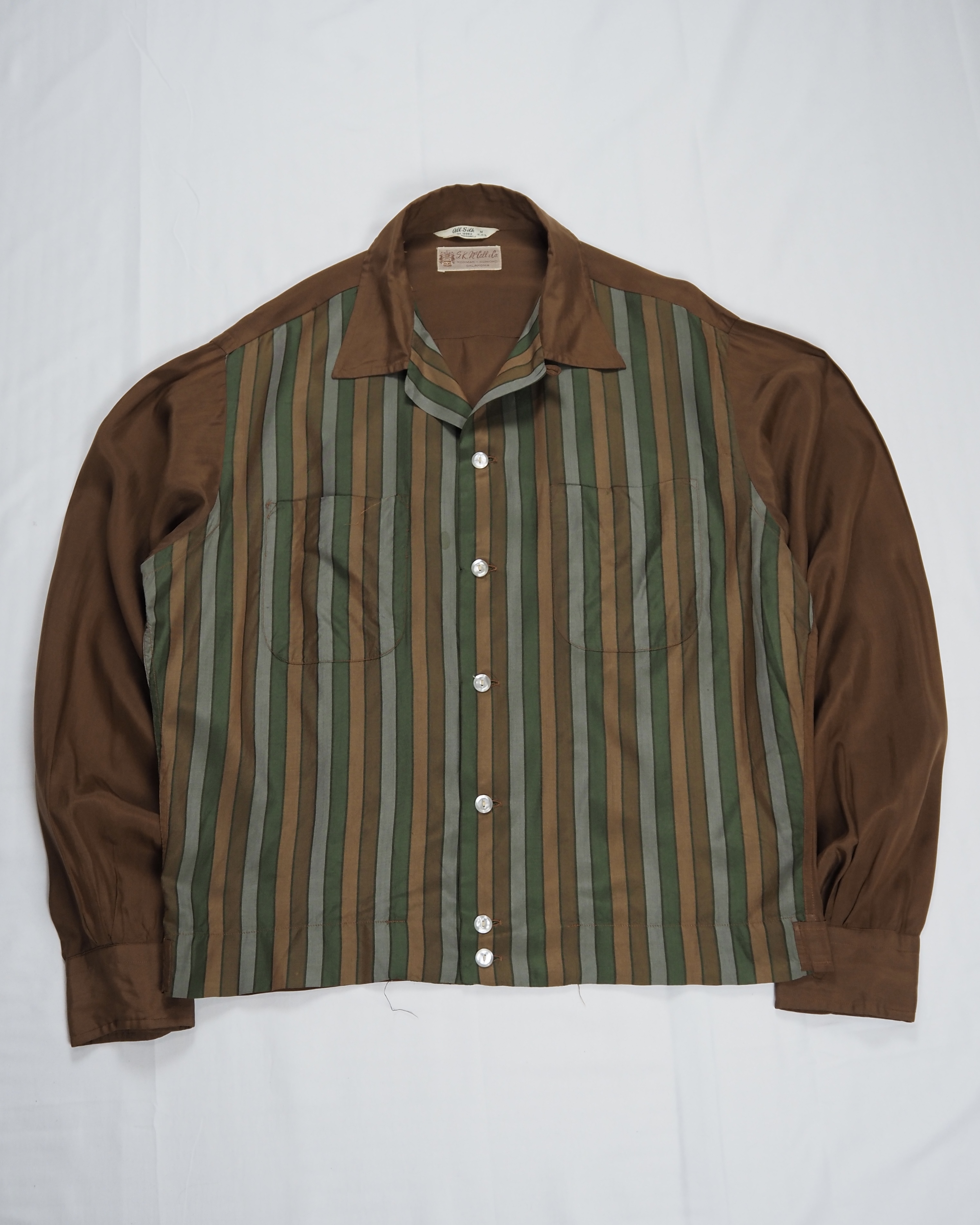 50’s 100%シルクシャツ ストライプ