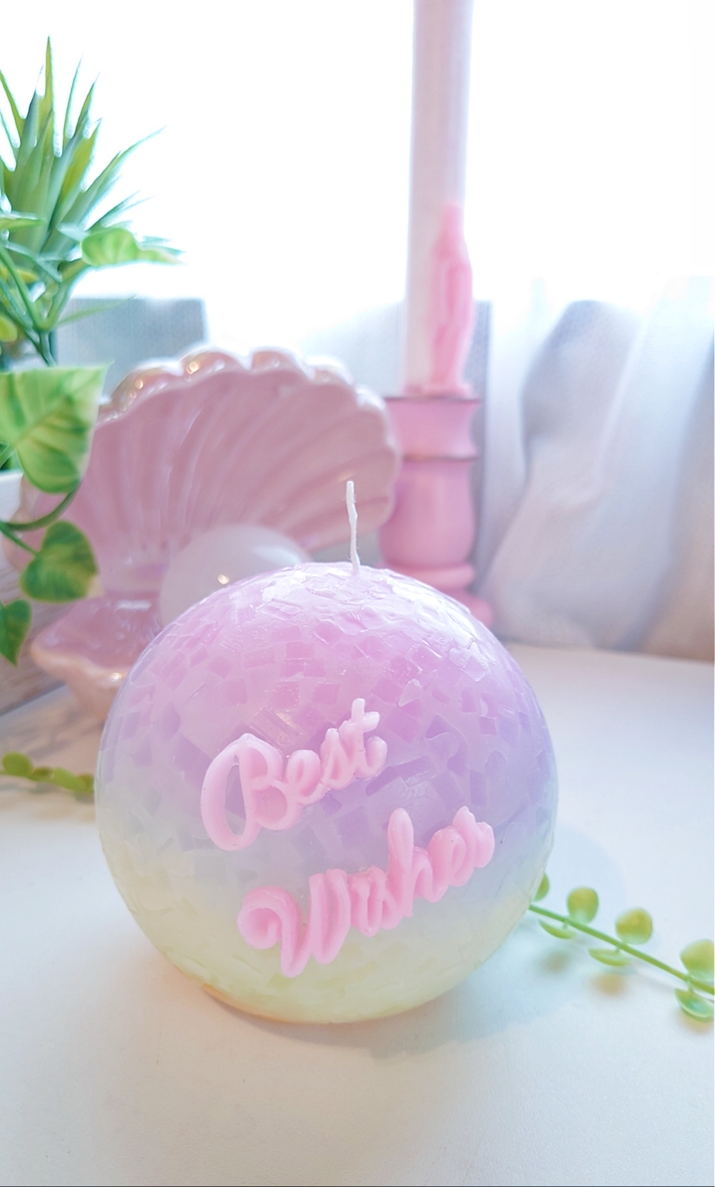 かわいいです まんまる大きなグラデーションキャンドル Enkeli Candle