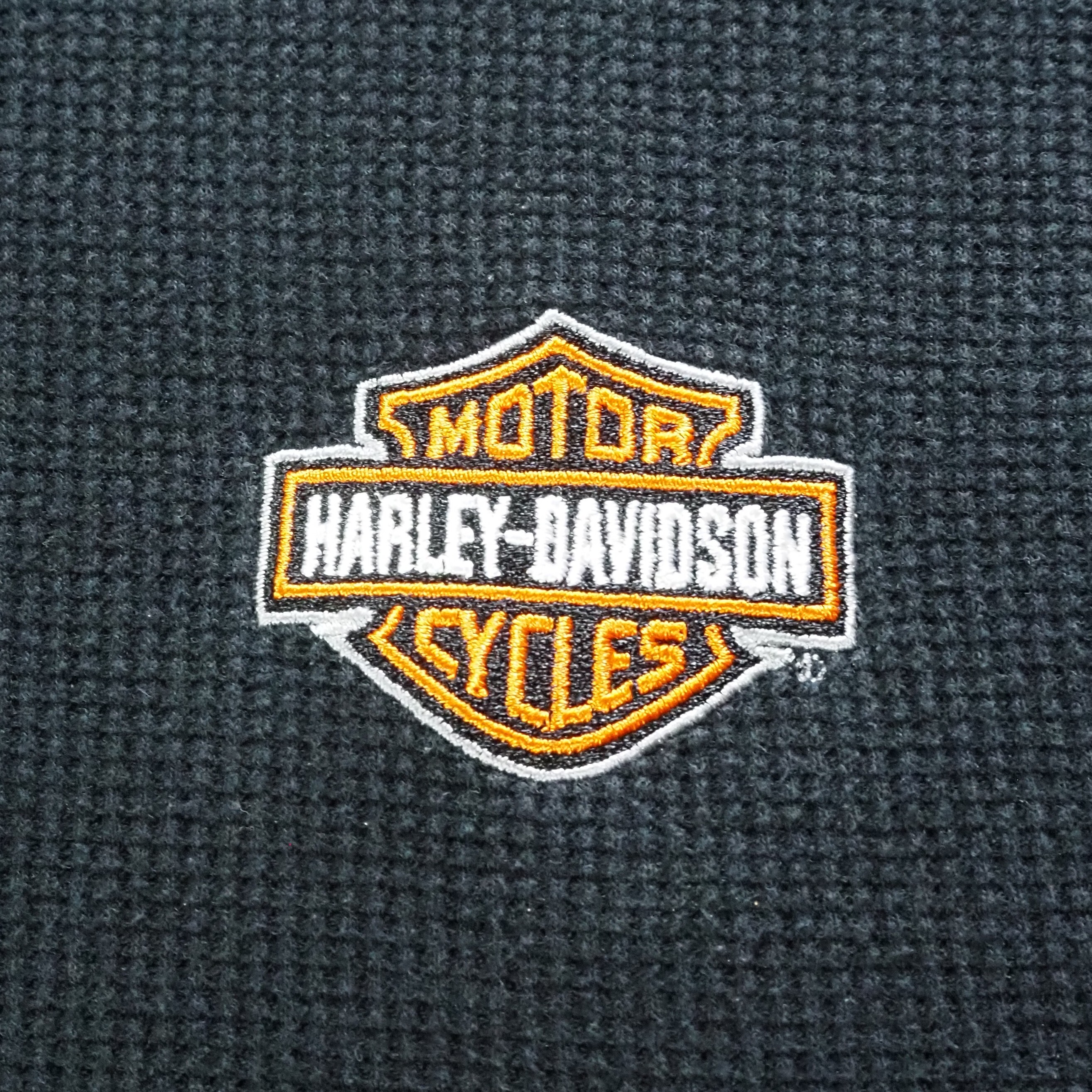 90's Harley Davidson サーマル ロンT ブラック Lサイズ程度 の画像 8