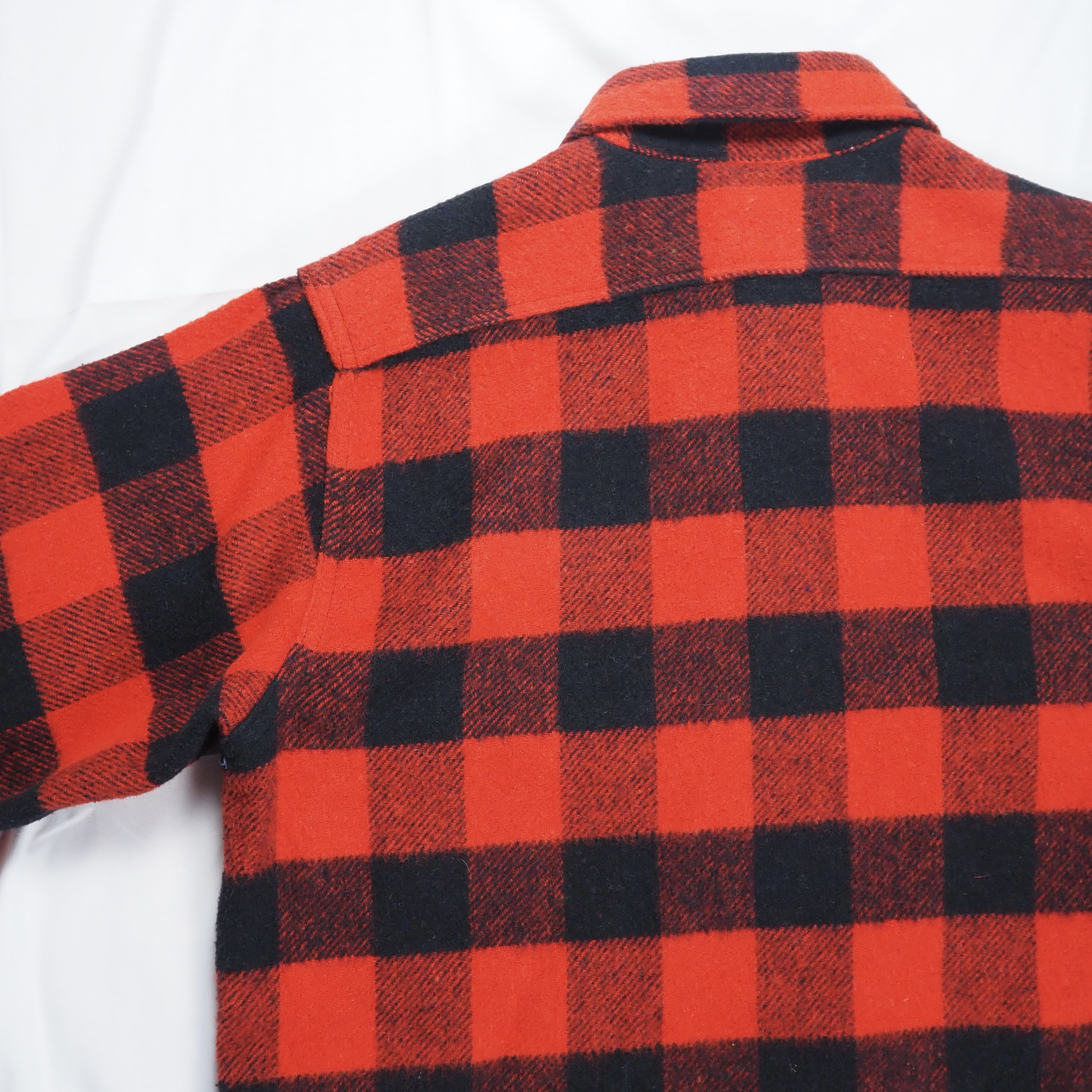 70’s J.C. Penny フランネルシャツ Mサイズ レッド×ブラック ブロックチェック Mサイズ マチ付き オンライン限定商品 の画像 11