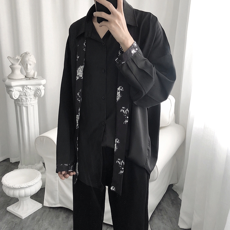 ゴスロリ シャツ ネクタイ付 病み可愛い ユニセックス モード系 黒コーデ 原宿系 10代 20代 Dressyなファッション・モード