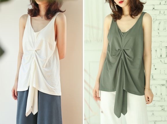 ロングタンクトップ レディース ノースリーブシャツ タンクトップ ラウンドネック リボン 春夏 トップス M176 Bonheur Femme ボヌール ファム ロングタンクトップ レディース ノースリーブシャツ タンクトップ ラウンドネック リボン 春夏 トップス M176 Bonheur Femme ボヌール ファム