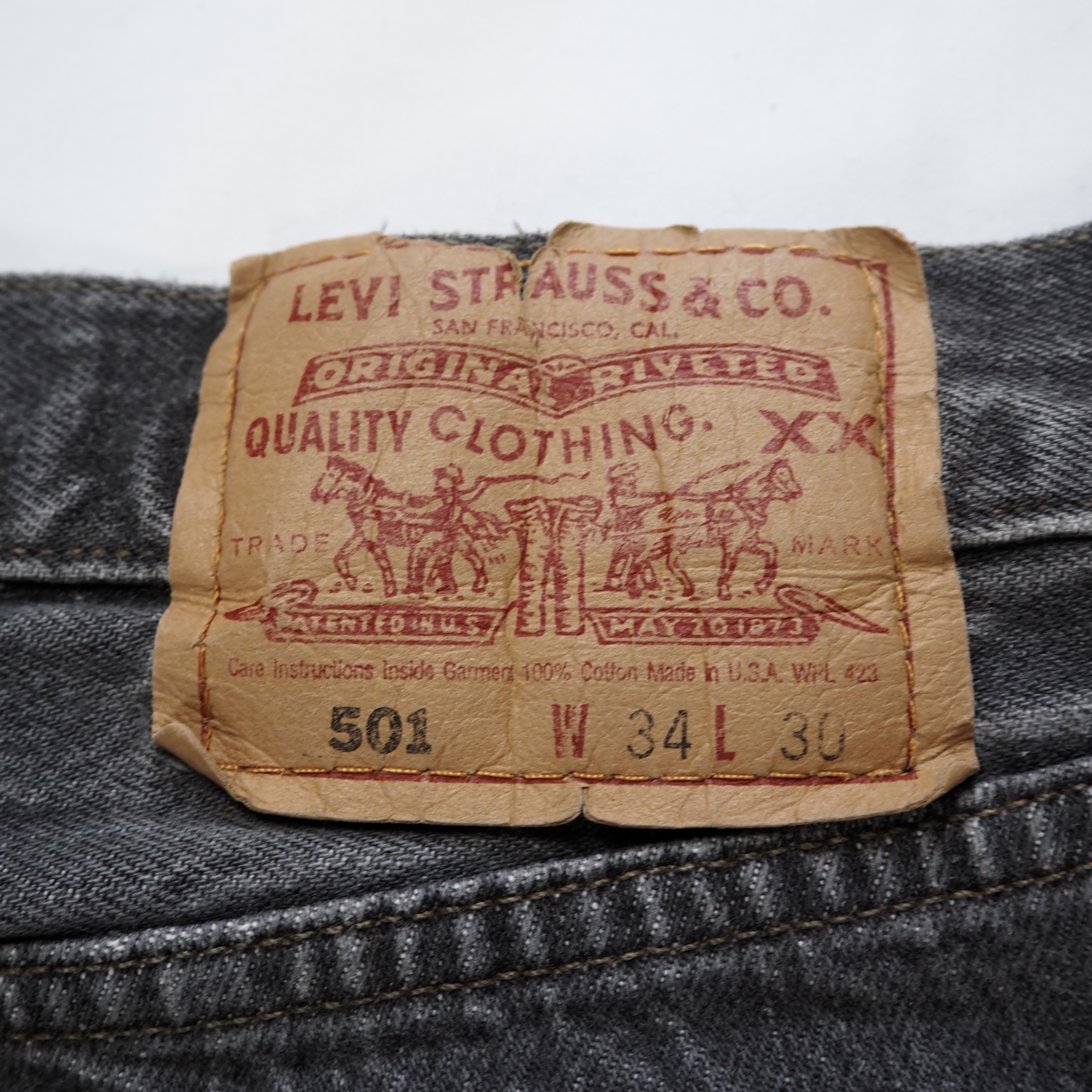 90’s Levi’s 501 先染めブラックデニム 34×30 の画像 16