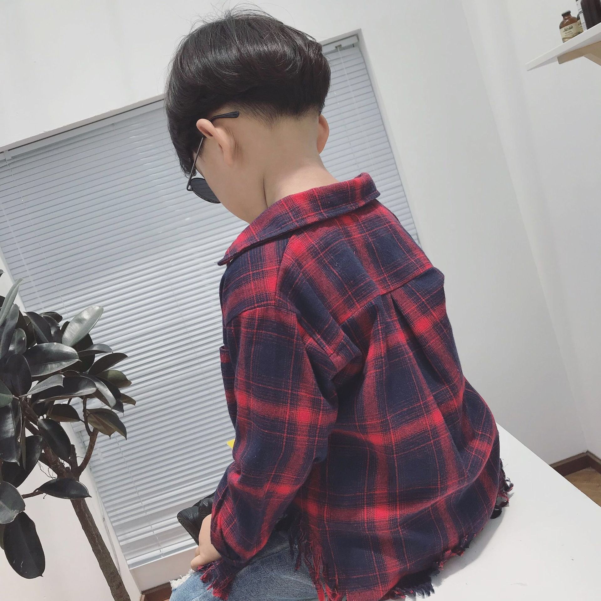 親子コーデ キッズ チェック柄シャツ レッド 739 こども服のolpemi 海外や韓国子供服ショップ