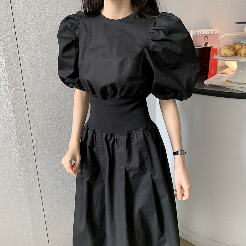 ラウンドネックバブルスリーブワンピース B577 Ru Mint