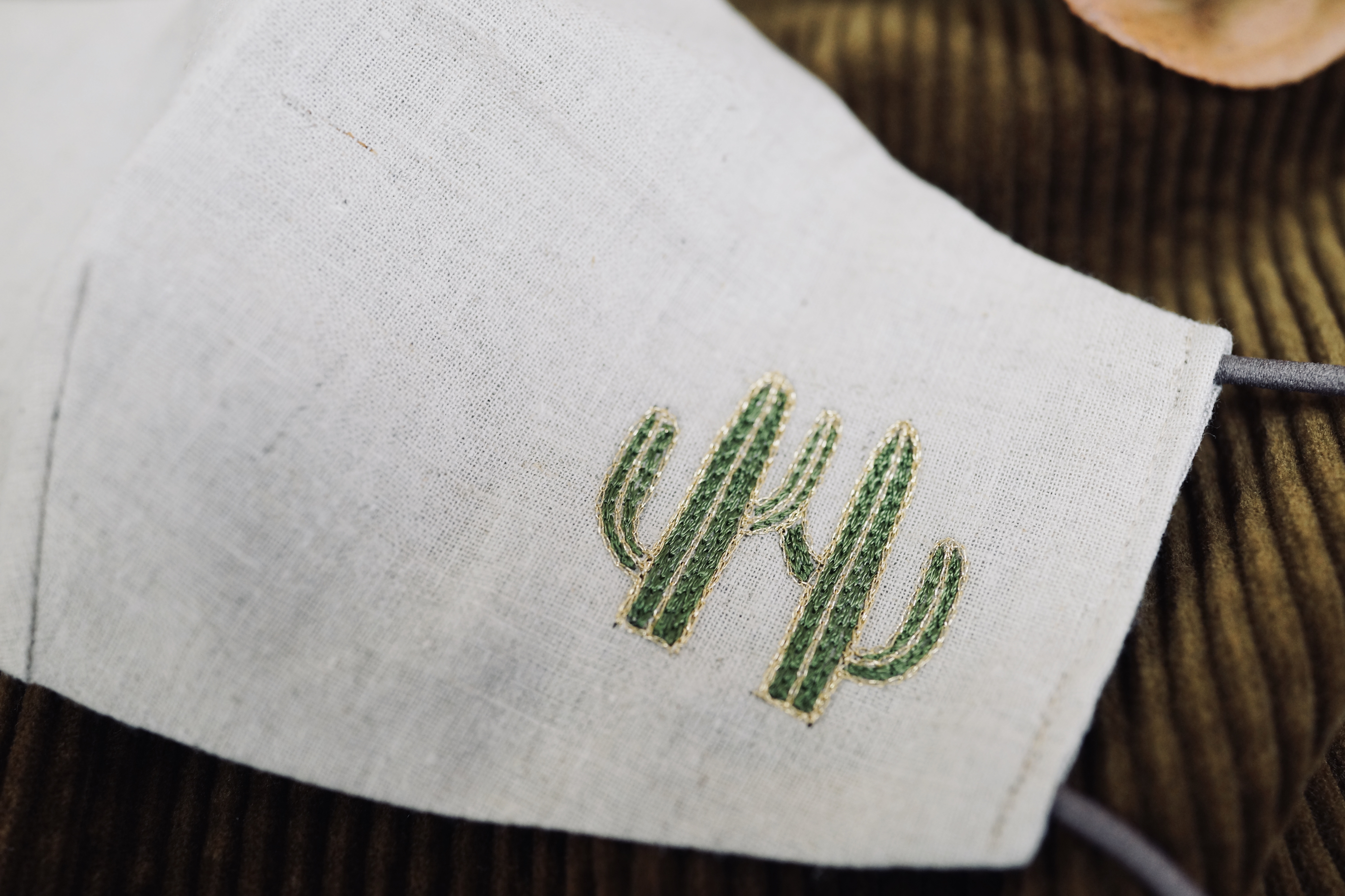 【刺繍マスク/ワイヤー】 "Cactus✴︎Beige"