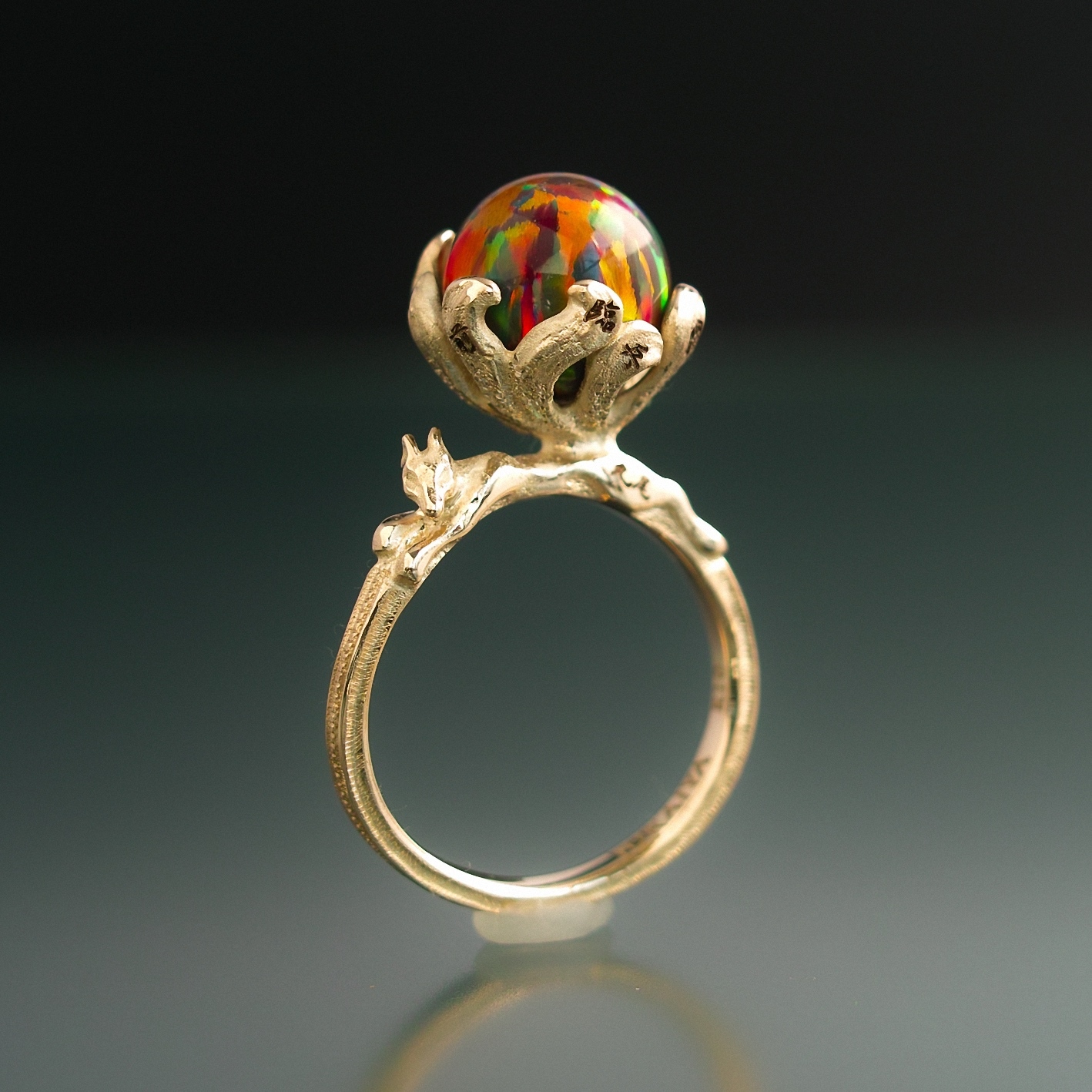 妖怪指輪 神獣 『 九尾の狐 』 10金イエローゴールド*京都オパール