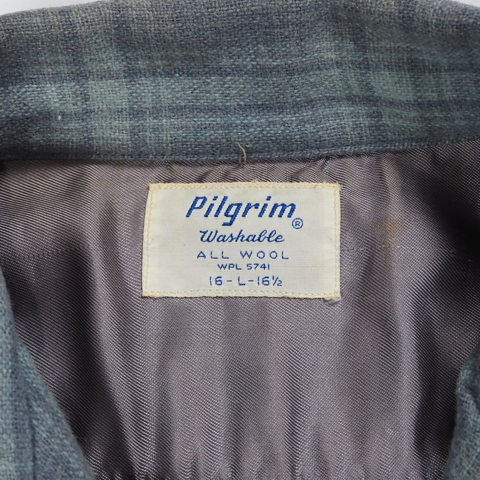 【9/23 20:00入荷】50's Pilgrim ウールシャツ グレー×ライトグリーン の画像 6