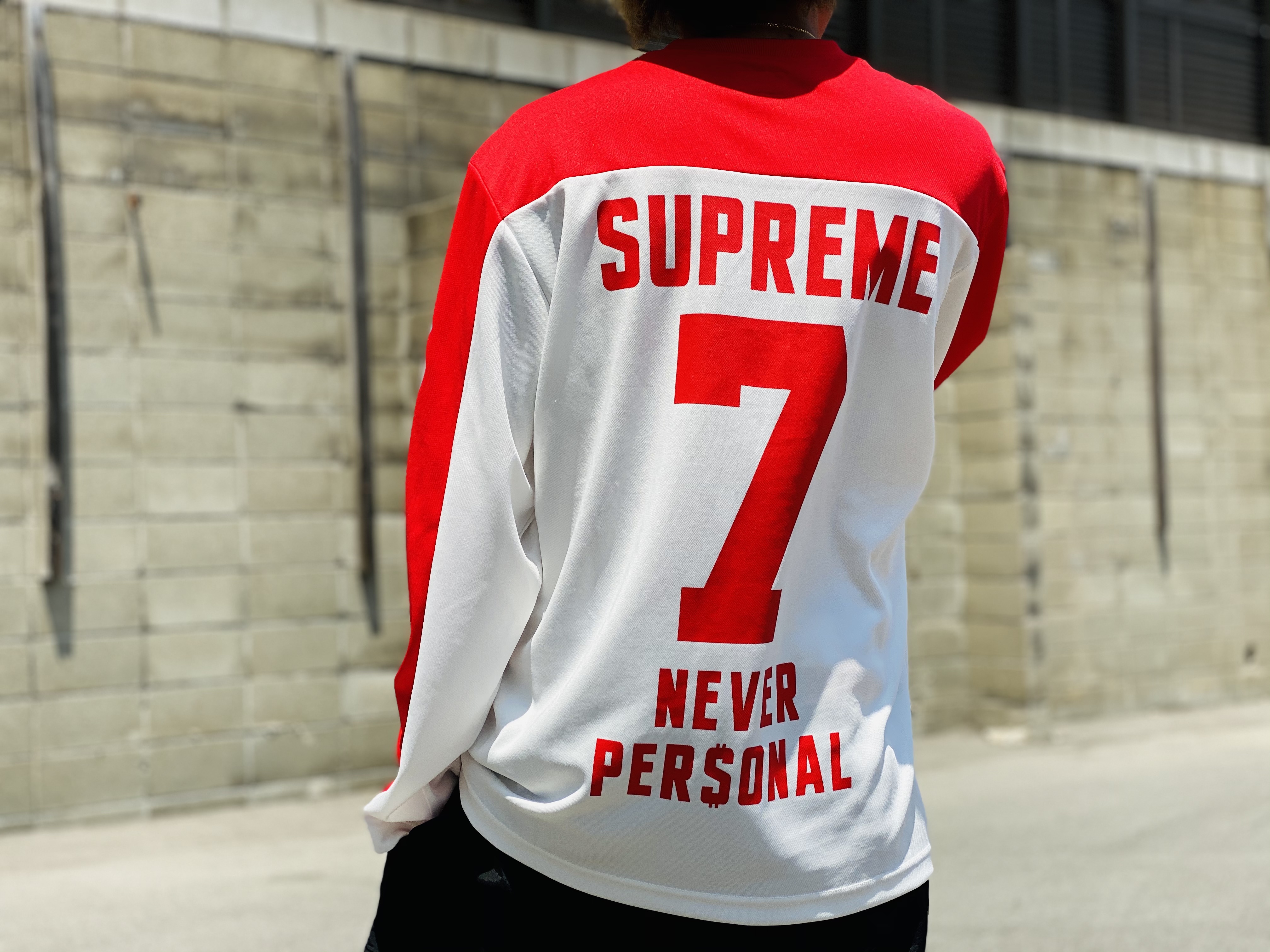 supreme white and red shirt