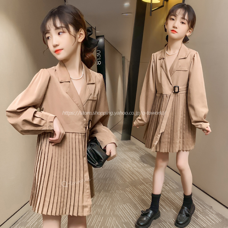 110 170 女の子 ワンピース フォーマル 長袖 スーツ 長袖 韓国版 子供服 キッズ ジュニア 韓国子供服 女の子 Q Toworld キュートワールド 子供服 メール便は何点でも送料の合計は280円