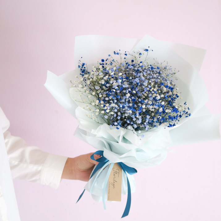 Blue Mix Baby S Breath Bouquet ブルーかすみそう花束 かすみ草 ドライフラワー Florilege