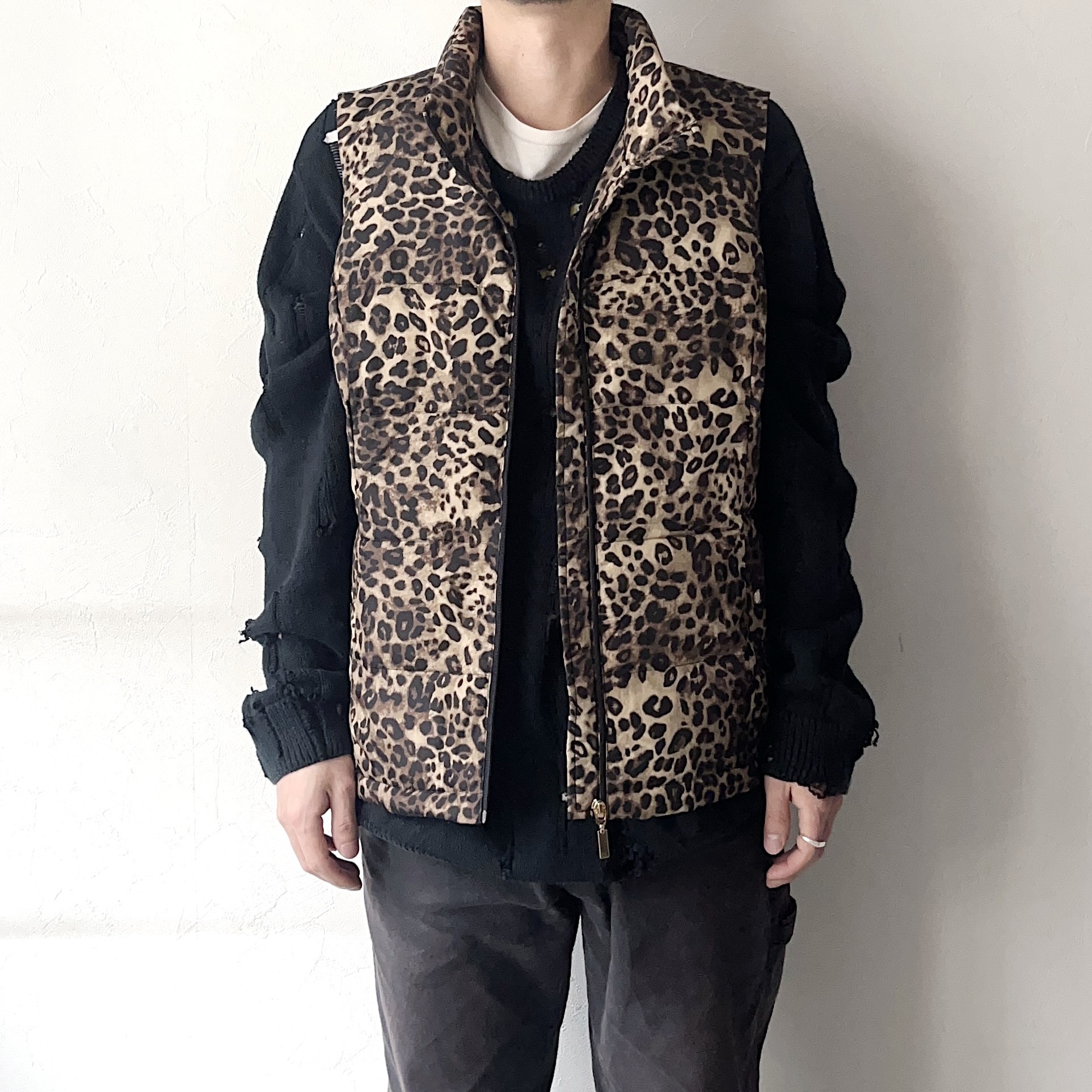 Vintage Leopard Down Vest の画像 3