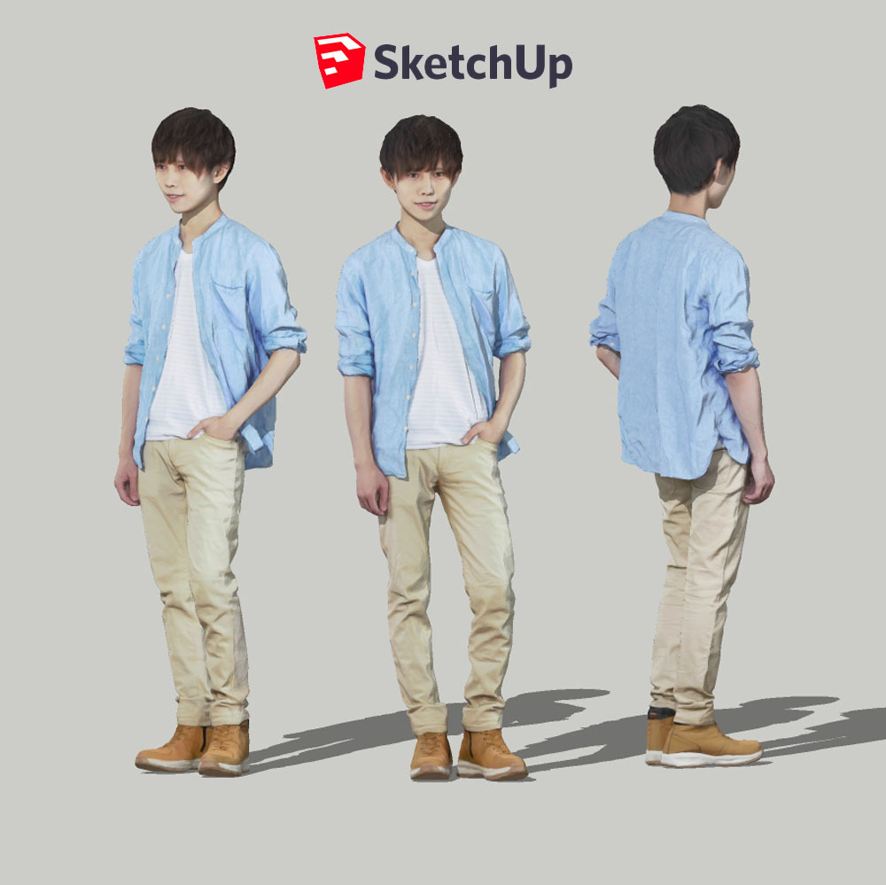 SketchUp素材 3D人物モデル ( Posed ) 033_Toru - 画像1