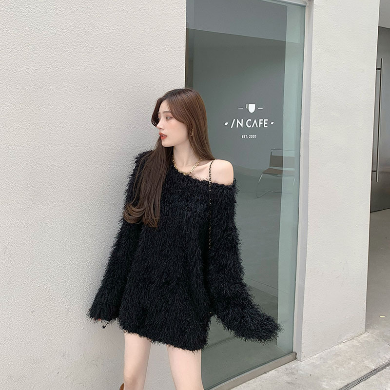 トップス カットソー セーター ニット 肩見せ 背見せ ファッション セクシー ピンク ダークベージュ ブラック Dresszone