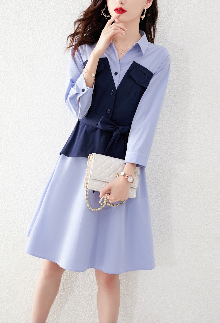 ショッピング販売品 ワンピース 長袖 レディース 無地 シンプル ネイビー 紺 ブルー 青 春 秋 冬 通勤 直販販促品 Ssl Daikyogo Or Jp