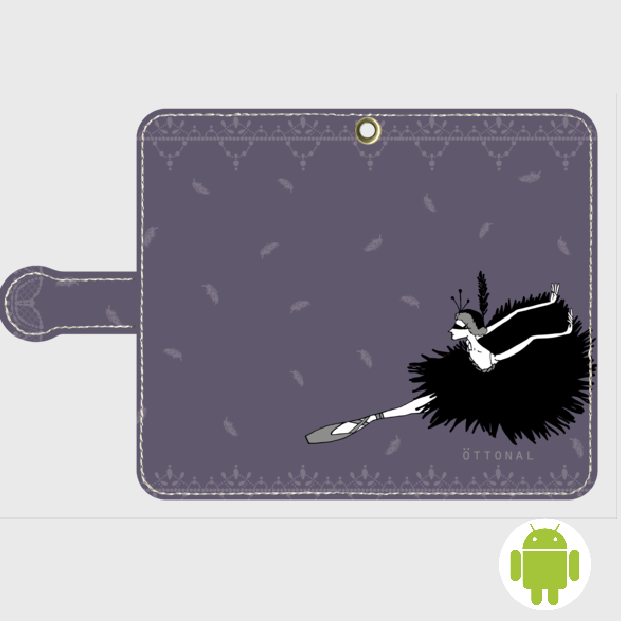 (Android)黒鳥 手帳型スマホケース - 画像1