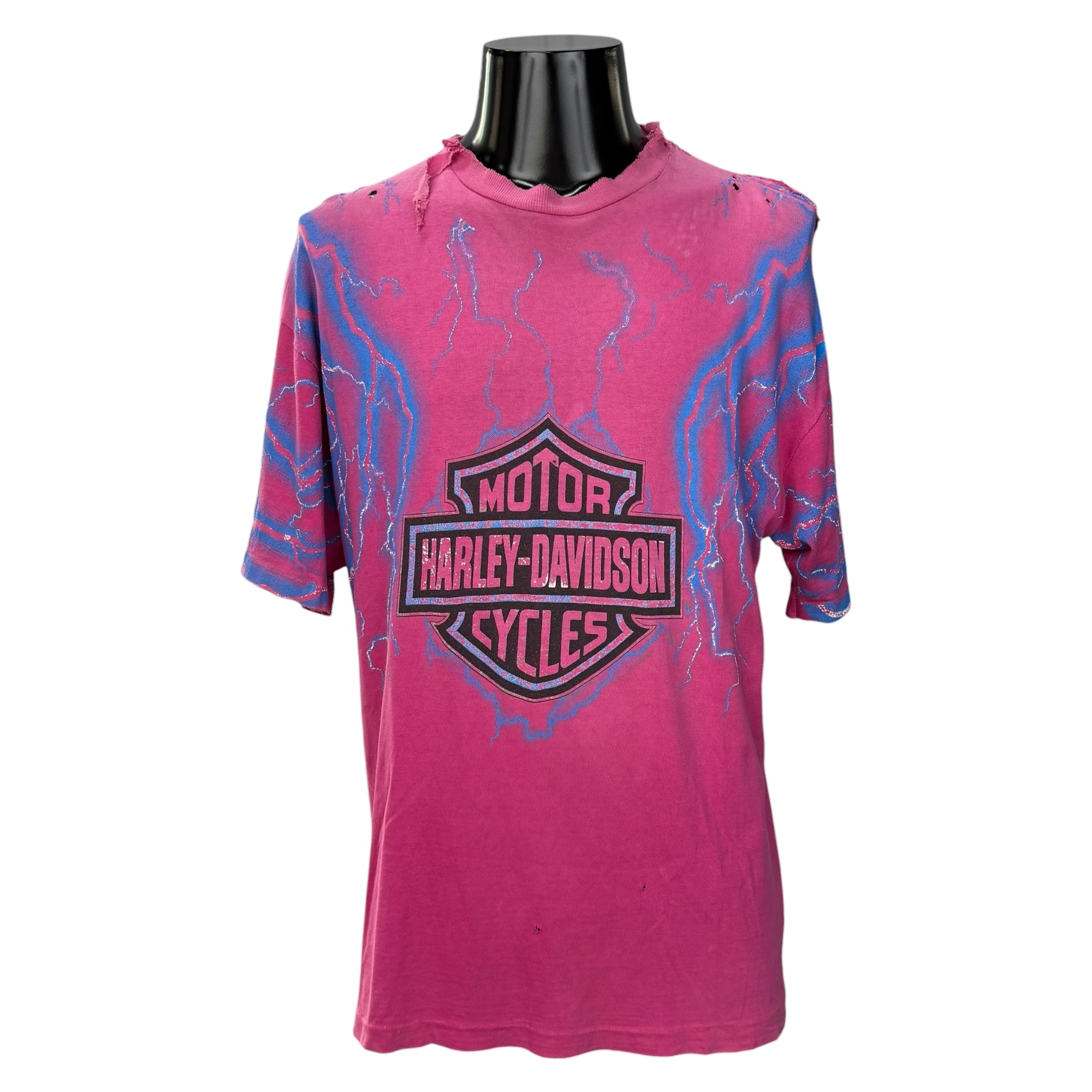 【HARLEY-DAVIDSON】ハーレーダビットソン “THUNDER Pattern OVP PINK” Vintage Tシャツ