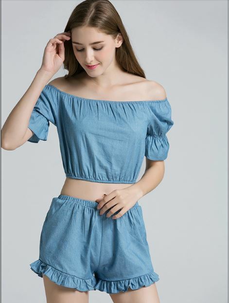 大人可愛いセットアップ デニムオンデニム オフショルダー ショートパンツ ベーシック 春夏 レディース 代 30代 旅行 女子会 デート Dj Freak 大人可愛いセットアップ デニムオンデニム オフショルダー ショートパンツ ベーシック 春夏 レディース 代 30代 旅行 女子会 デート Dj Freak