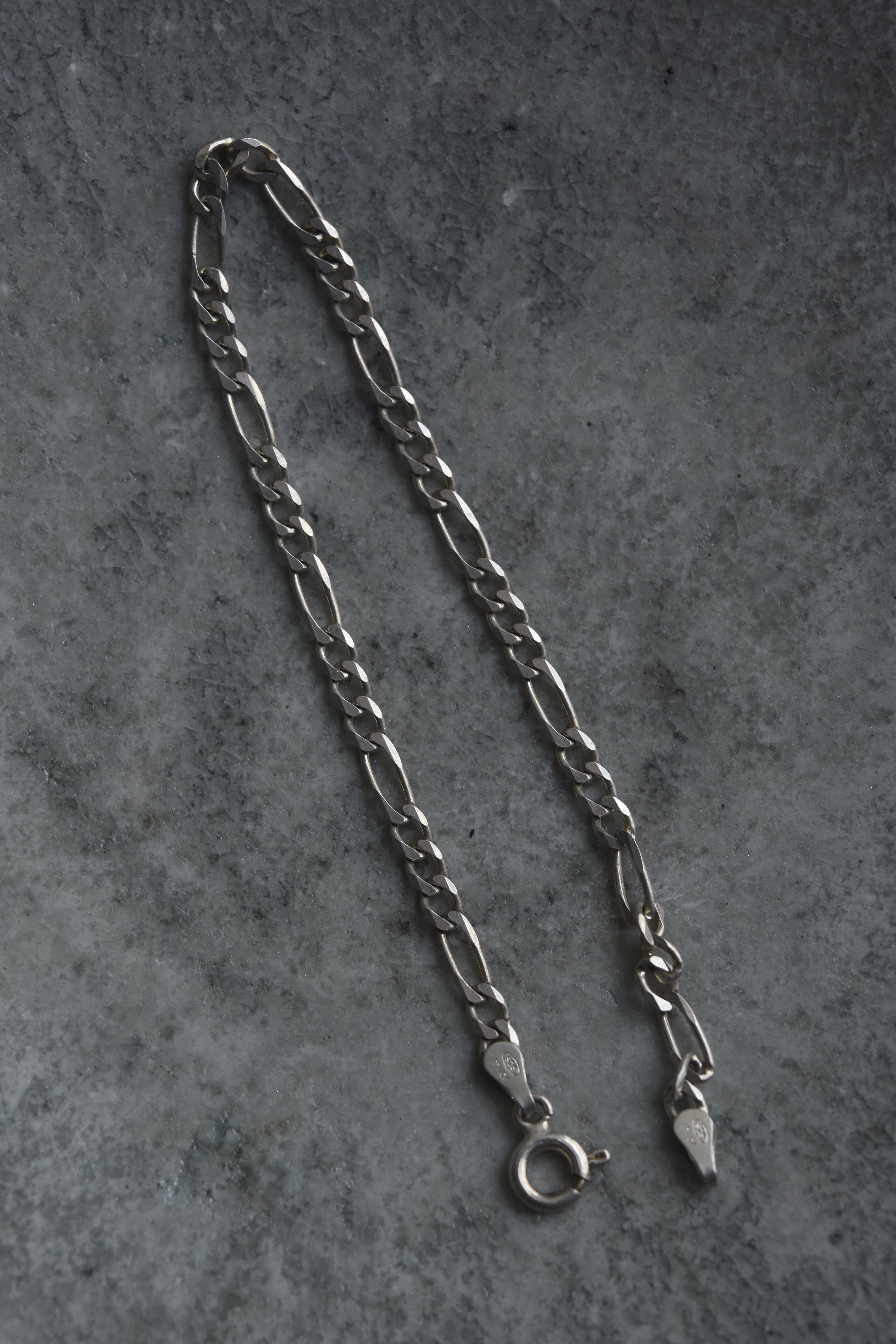 Utah/vintage 925 silver figaro link chain bracelet/made in italy