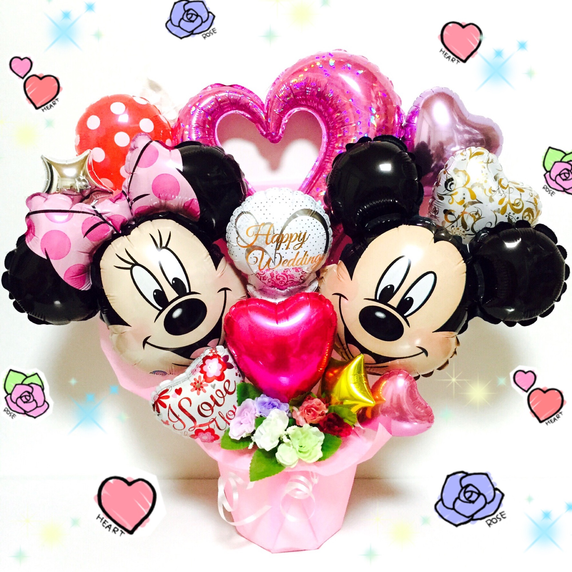 ミニーちゃん ミッキー お誕生日 ウェディング バルーンギフト M Zballoon エムズバルーン