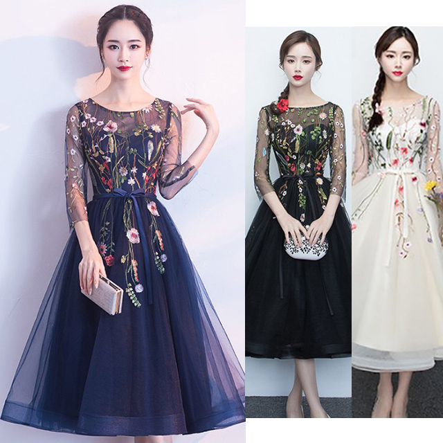 結婚式 ワンピース 袖ありワンピース結婚式 パーティードレス 結婚式 二次会 ドレス お呼ばれ ワンピース フォーマル ワンピース 代 T002 Haln1068 胡蝶の夢 ワンピース ドレス専門店