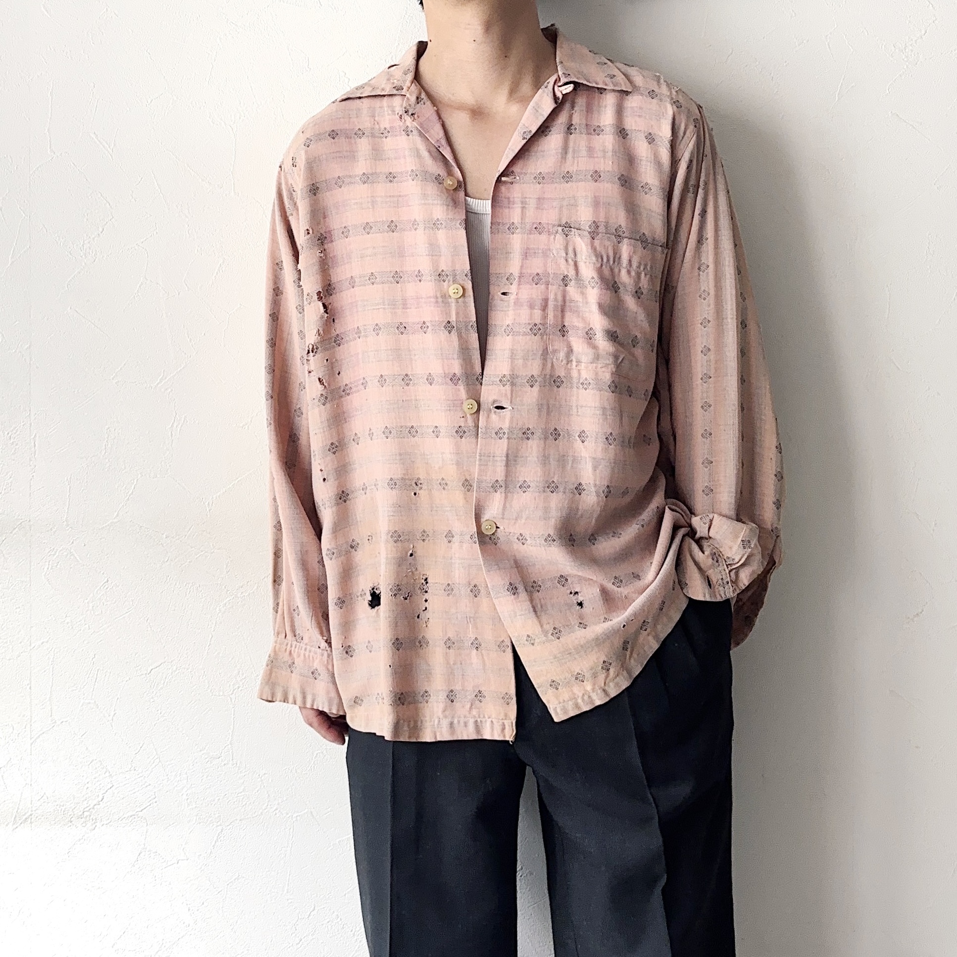 Vintage 50～60's【ARROW】Grunge Rayon Open Collar Shirt の画像 3
