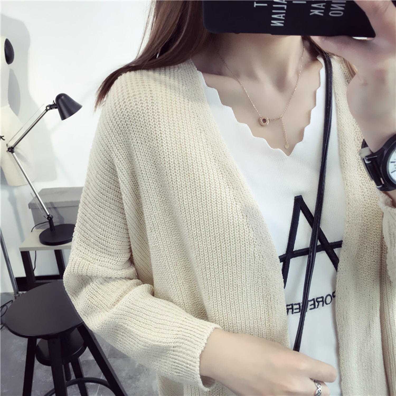 カーディガン カーデ シャツ ロングカーディガン レディース オフィス カジュアル Tps 616 韓国ファッションブランド Girly ガーリー カーディガン カーデ シャツ ロングカーディガン レディース オフィス カジュアル Tps 616 韓国ファッションブランド Girly ガーリー