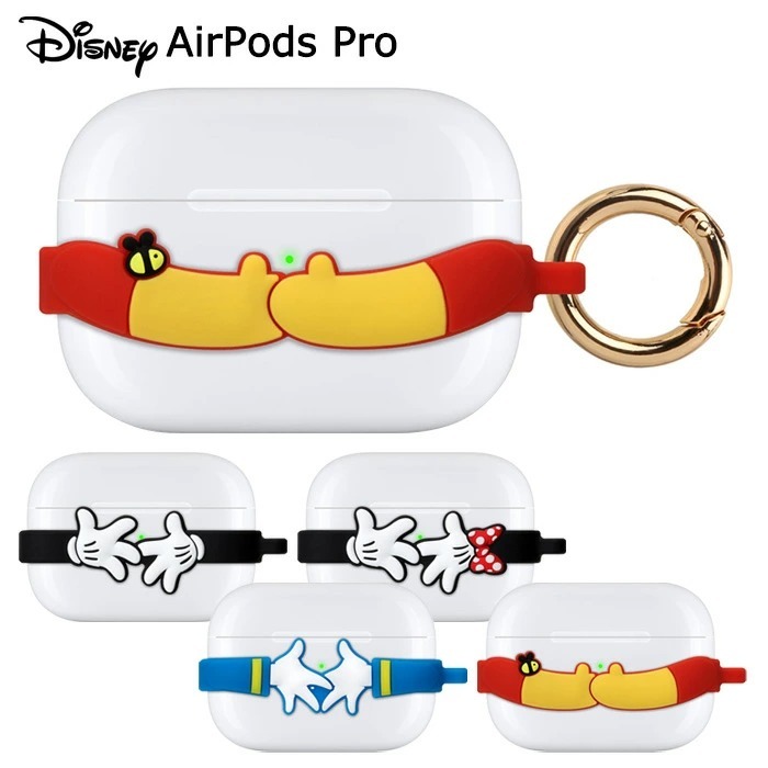 Airpods Pro ディズニー カラビナ付き シリコンバンド エアーポッズ プロ ホルダー リング付き ソフト キャラクター グッズ ミッキー ミニー ドナルド プー エアーポッズプロ Airpodsproホルダー Air Pods Pro キーホルダー キーリング 保護 収納 ケース カバー S Pg