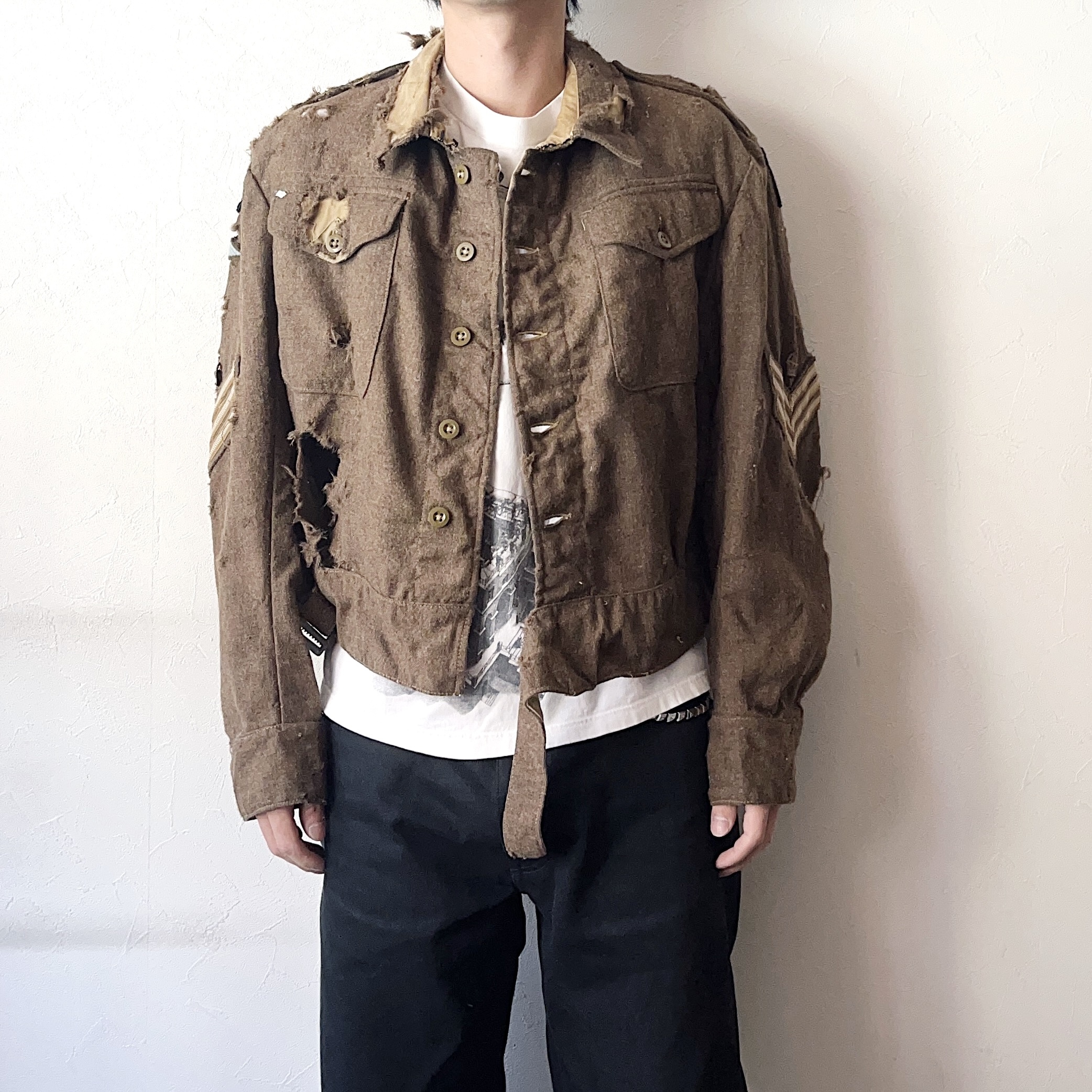 Vintage 40's【TOWN TAILORS LTD.】Grunge British ARMY Battledress Jacket の画像 3