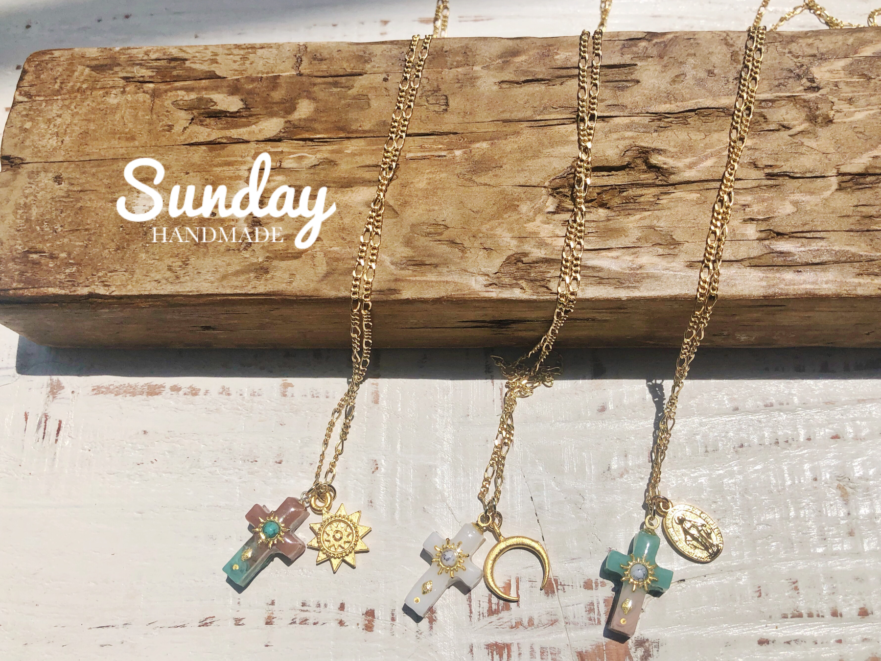 好みのアイテムで Semi Orderクロスネックレス チャーム付き Sunday Handmade 好みのアイテムで Semi Orderクロスネックレス チャーム付き Sunday Handmade