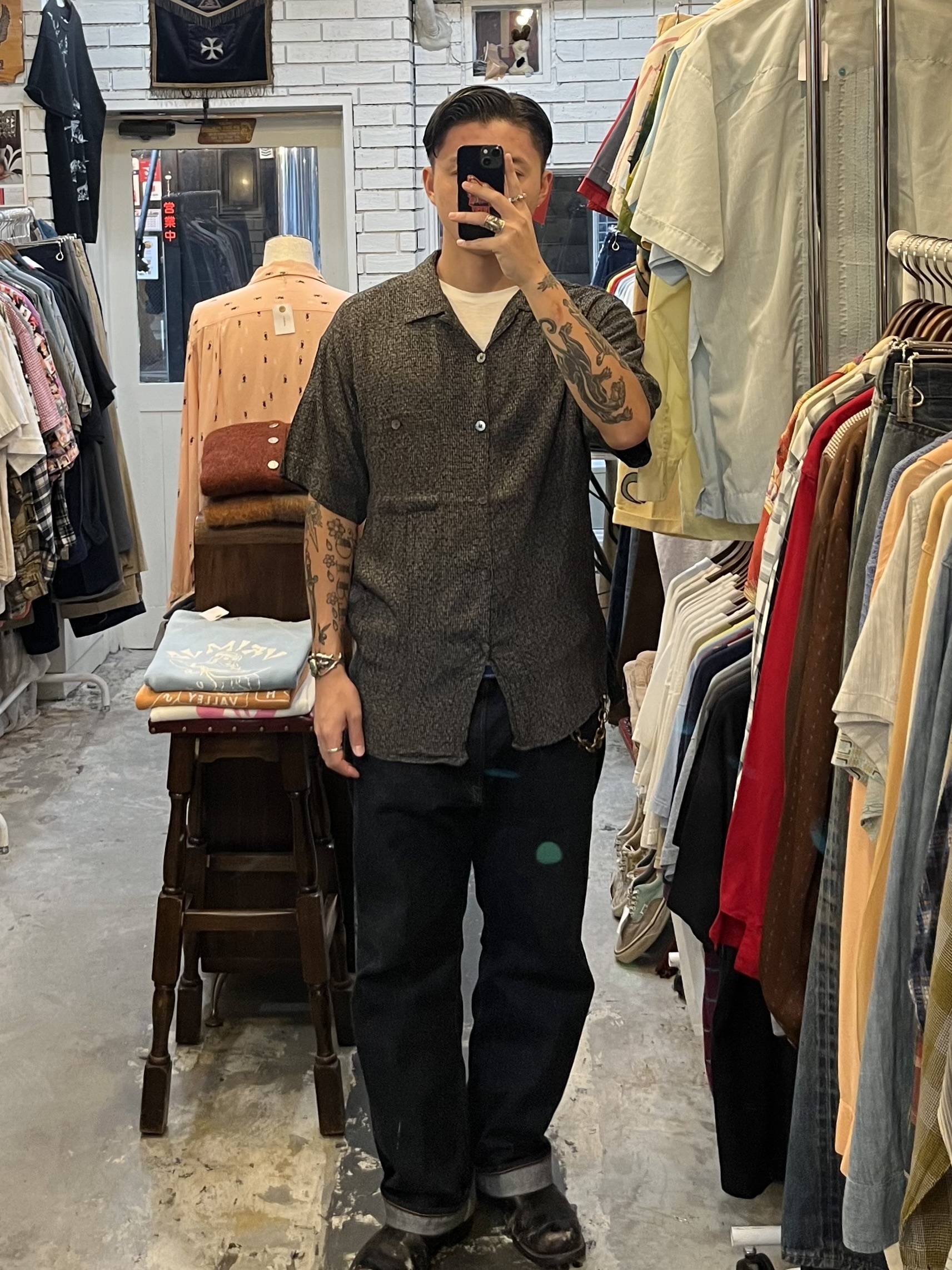90’s Pronto Uomo 開襟レーヨンシャツ XL ブラック アメリカ製 の画像 4