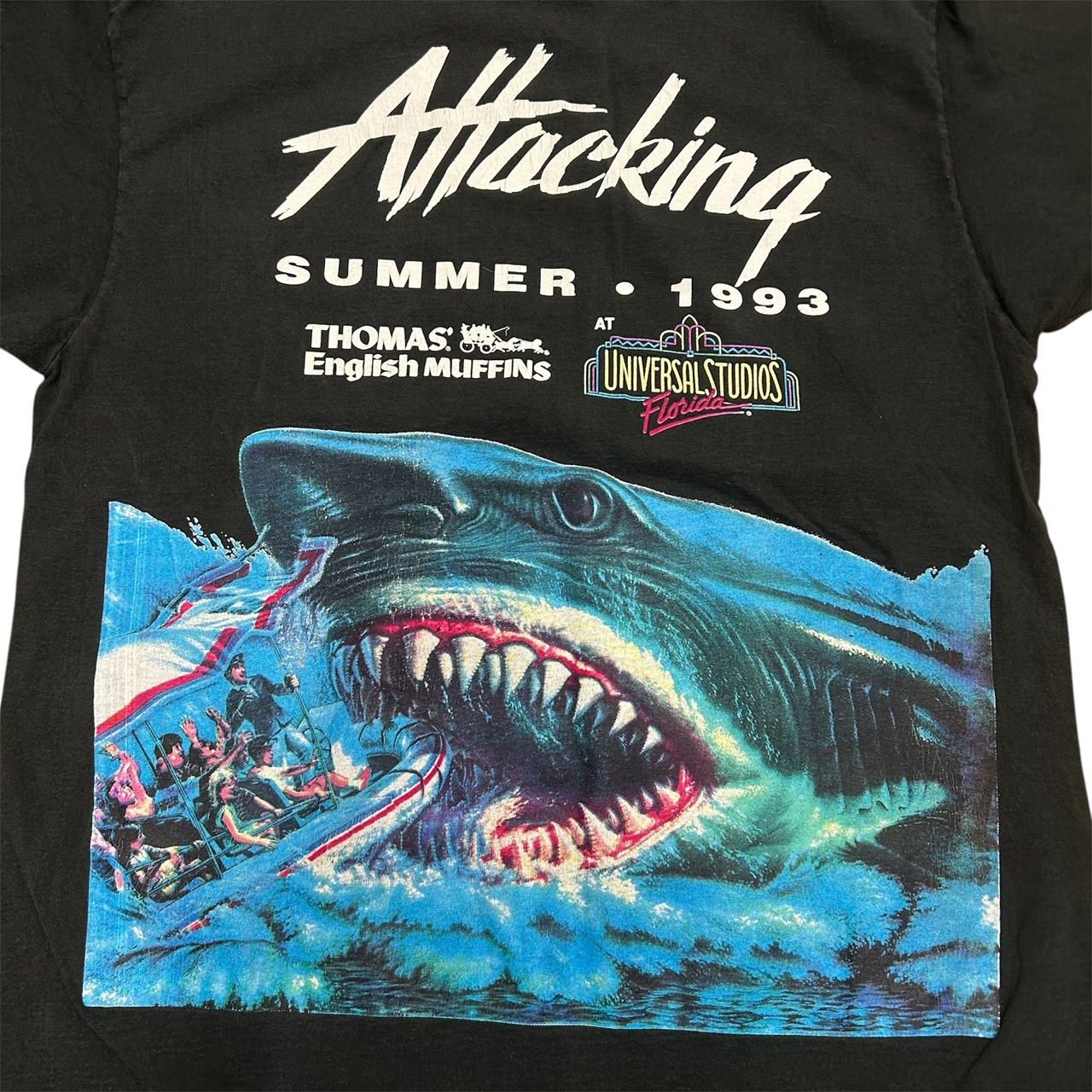 JAWS Shark Graphic T-Shirt Black  Vintage Style Movie Fits XL の画像 5