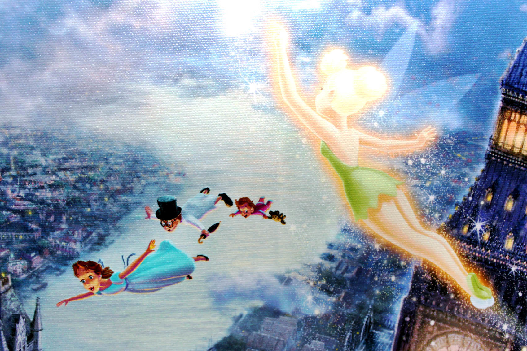ディズニー ティンカーベル ピーターパン ネバーランドを飛ぶ 作品証明書 展示用フック付キャンバスジークレ ディズニー絵画 ポスター