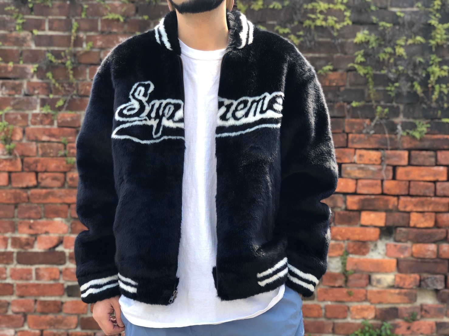 Supreme Faux Fur Varsity Jacket L 新品 ファー