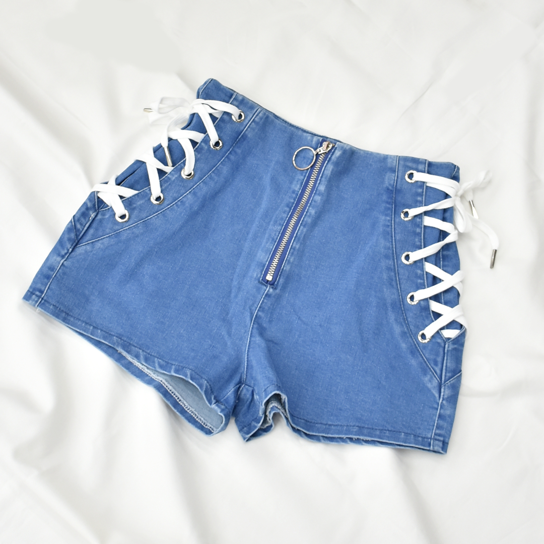 レースアップデニムショートパンツ Volcan Aphrodite