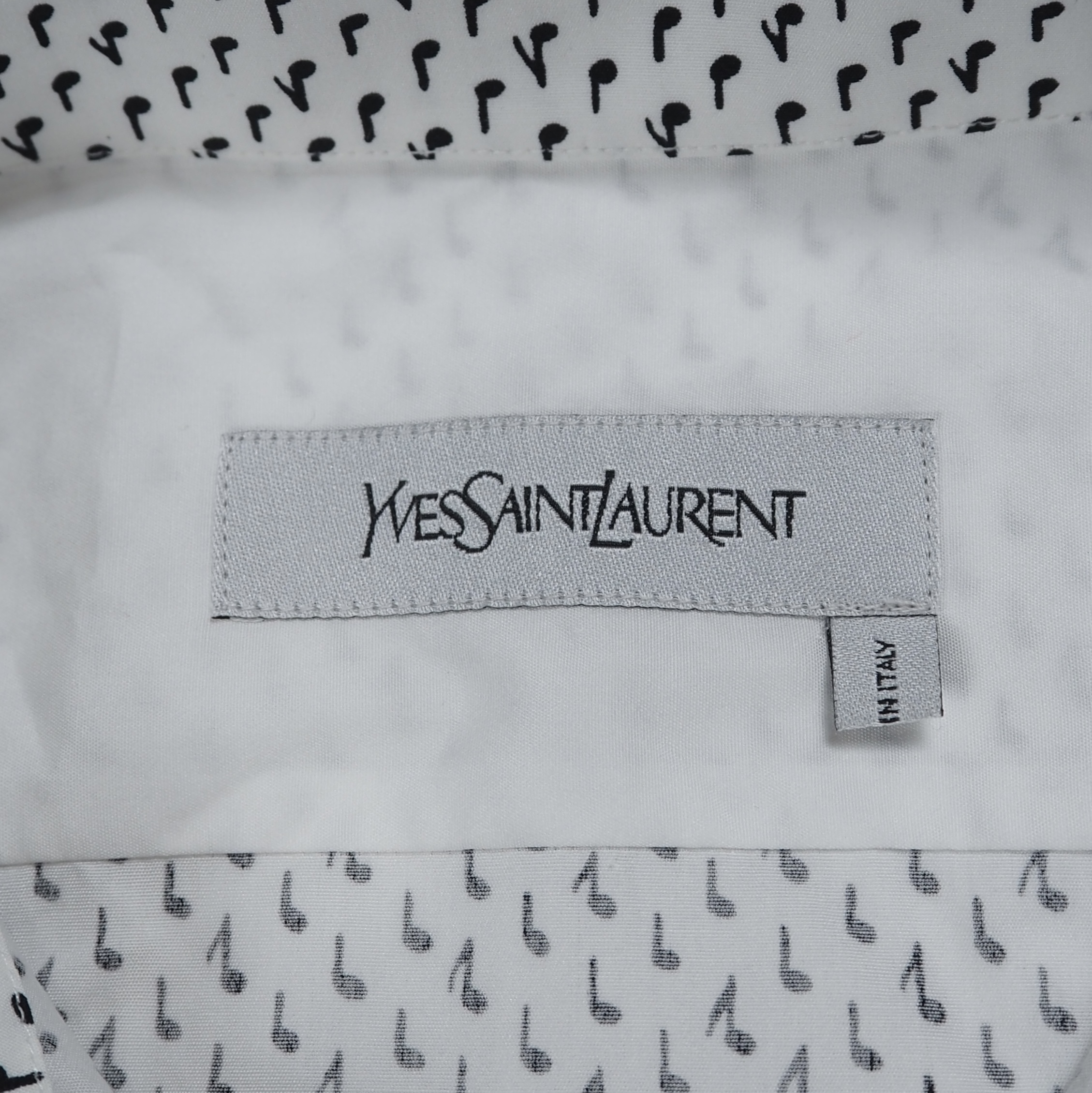 Yve Saint Laurent コットンシャツ 音符柄 イタリア製 の画像 8