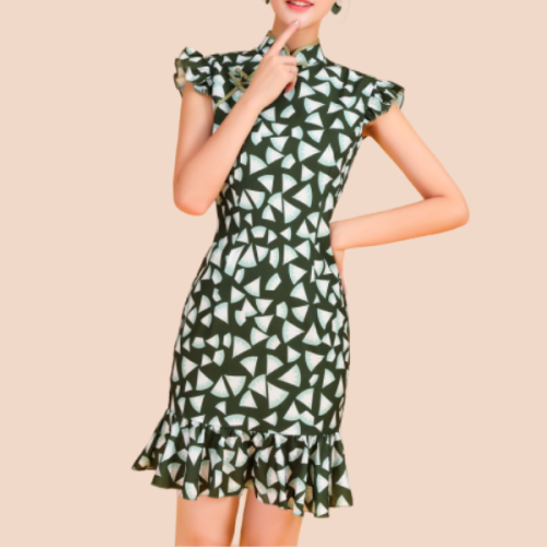 裾フリルチャイナドレス Chinese Retro Style Trnd004 Re Tro 裾フリルチャイナドレス Chinese Retro Style Trnd004 Re Tro