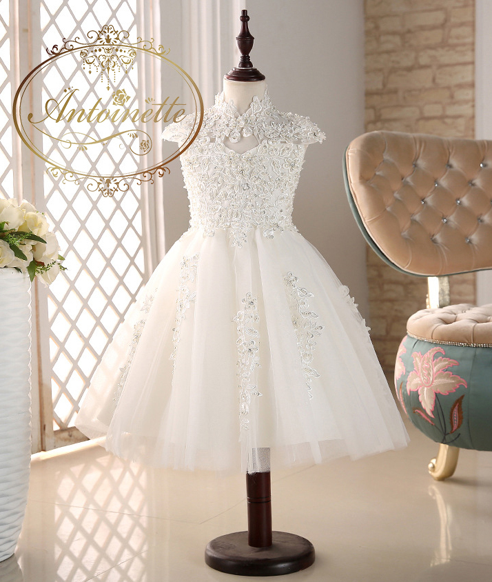 キッズドレス 子供用 子供 キッズ フォーマルドレス セレモニー セレモニードレス ホワイト ビジュー レース かわいい おんなのこ Antoinette