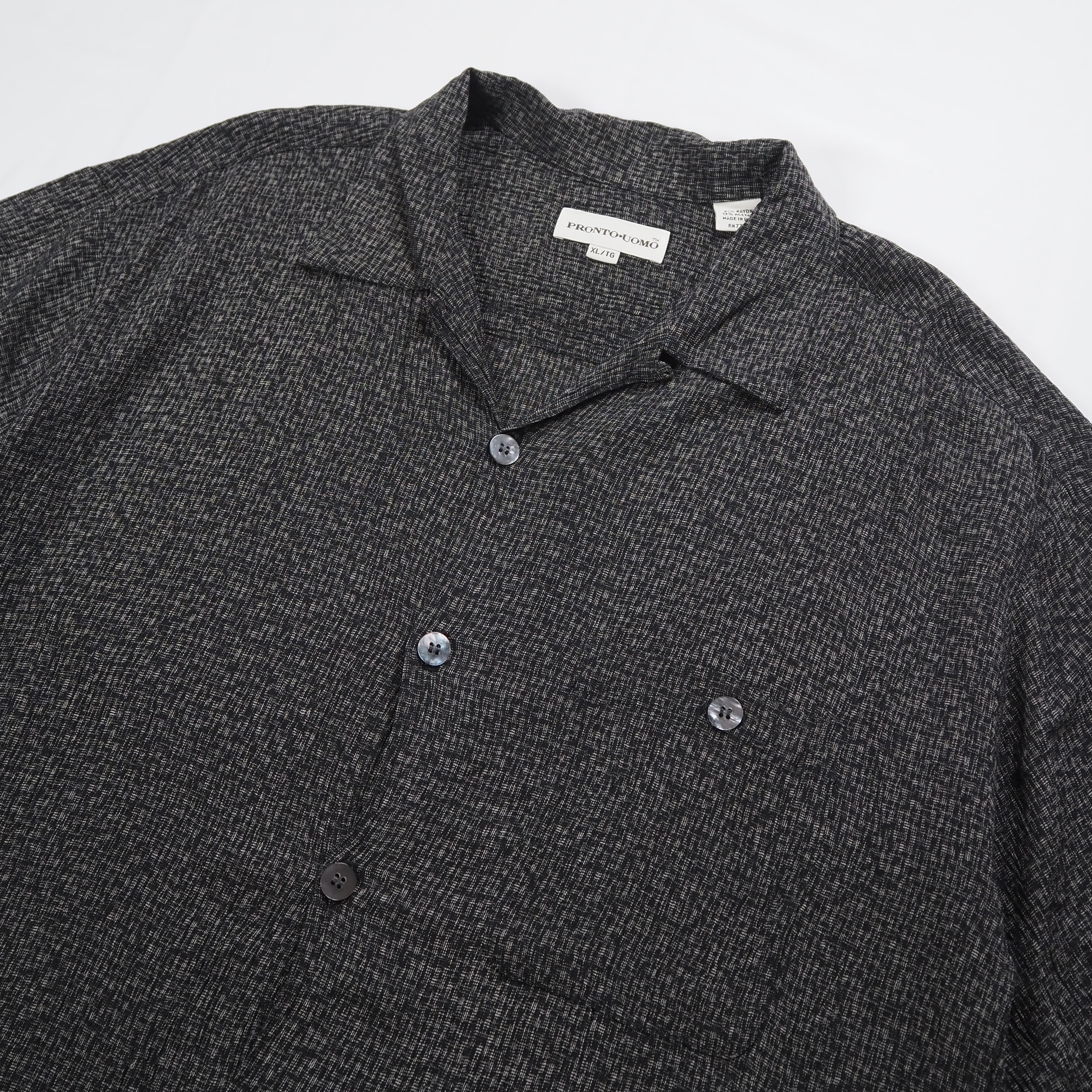 90’s Pronto Uomo 開襟レーヨンシャツ XL ブラック アメリカ製 の画像 5