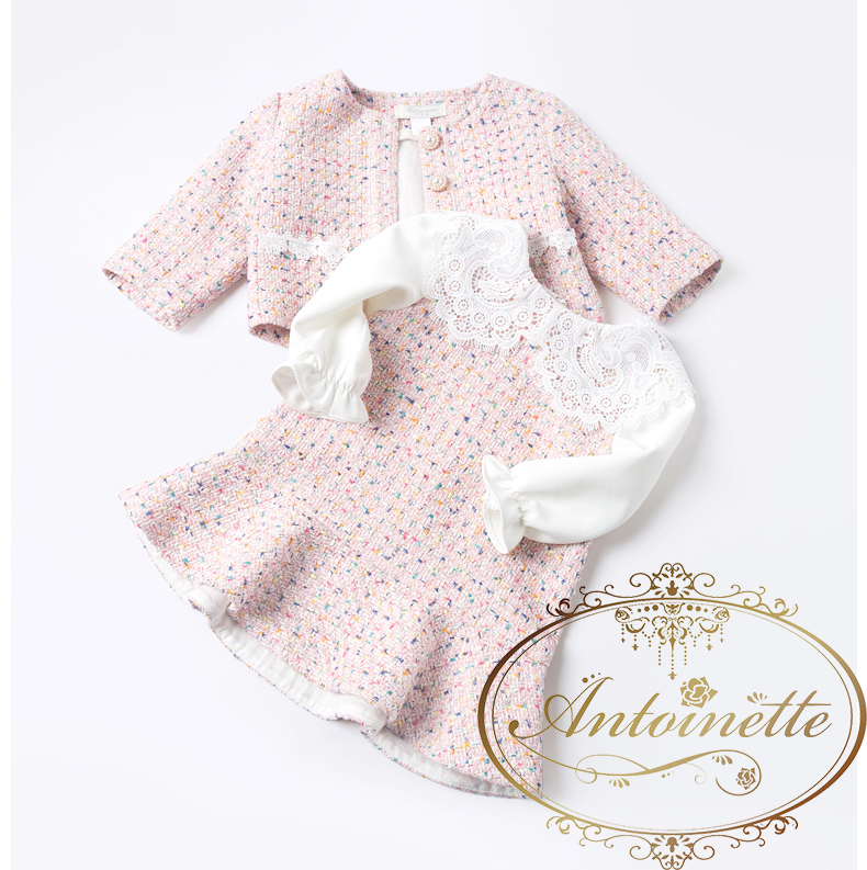 卒園式 卒業式 女の子 子供服 ツイード セットアップ スーツ 可愛い ピンク 長袖 在庫変動激しいです 気になる方は在庫をお問い合わせください Antoinette