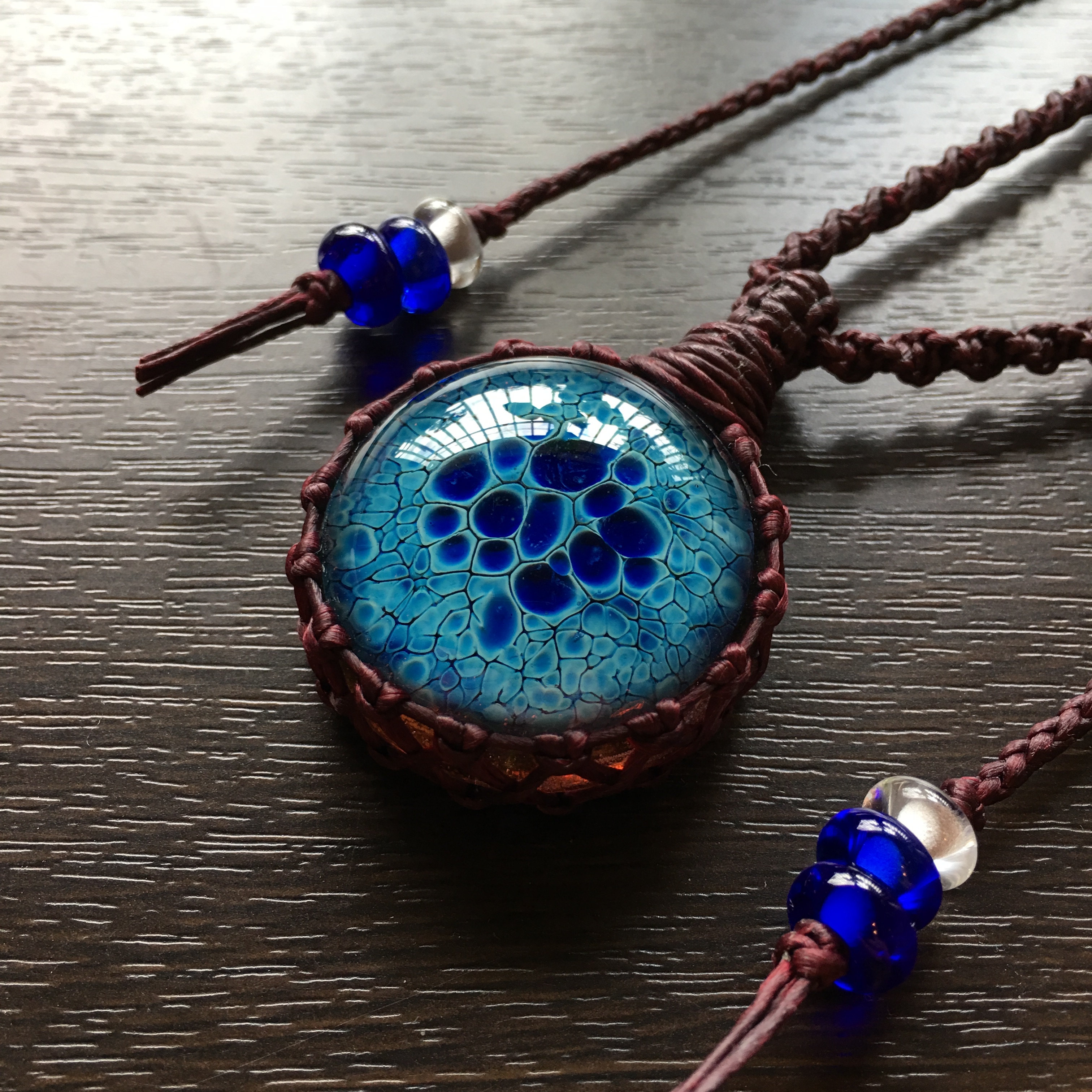 オリジナル蜻蛉玉ネックレス 龍鱗 Marron オリジナル蜻蛉玉アクセサリー Dragonfreiheit