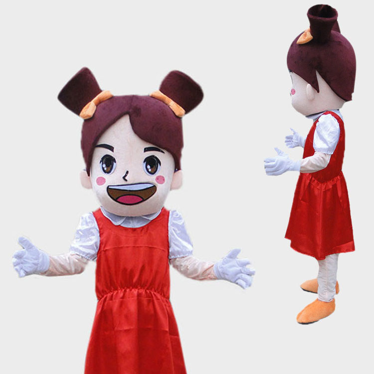 本格的着ぐるみ ガール Girl 女の子 おんなのこ オンナノコ 大人用 ホワイト 白い レッド 赤い 女の子 きぐるみ 3頭身タイプ 格安 良質 のぞき可 オーダーメイド コスプレ イベント用品 幼稚園 結婚式 衣裳 展示場 マスコット キャラクター かぶりもの 女性