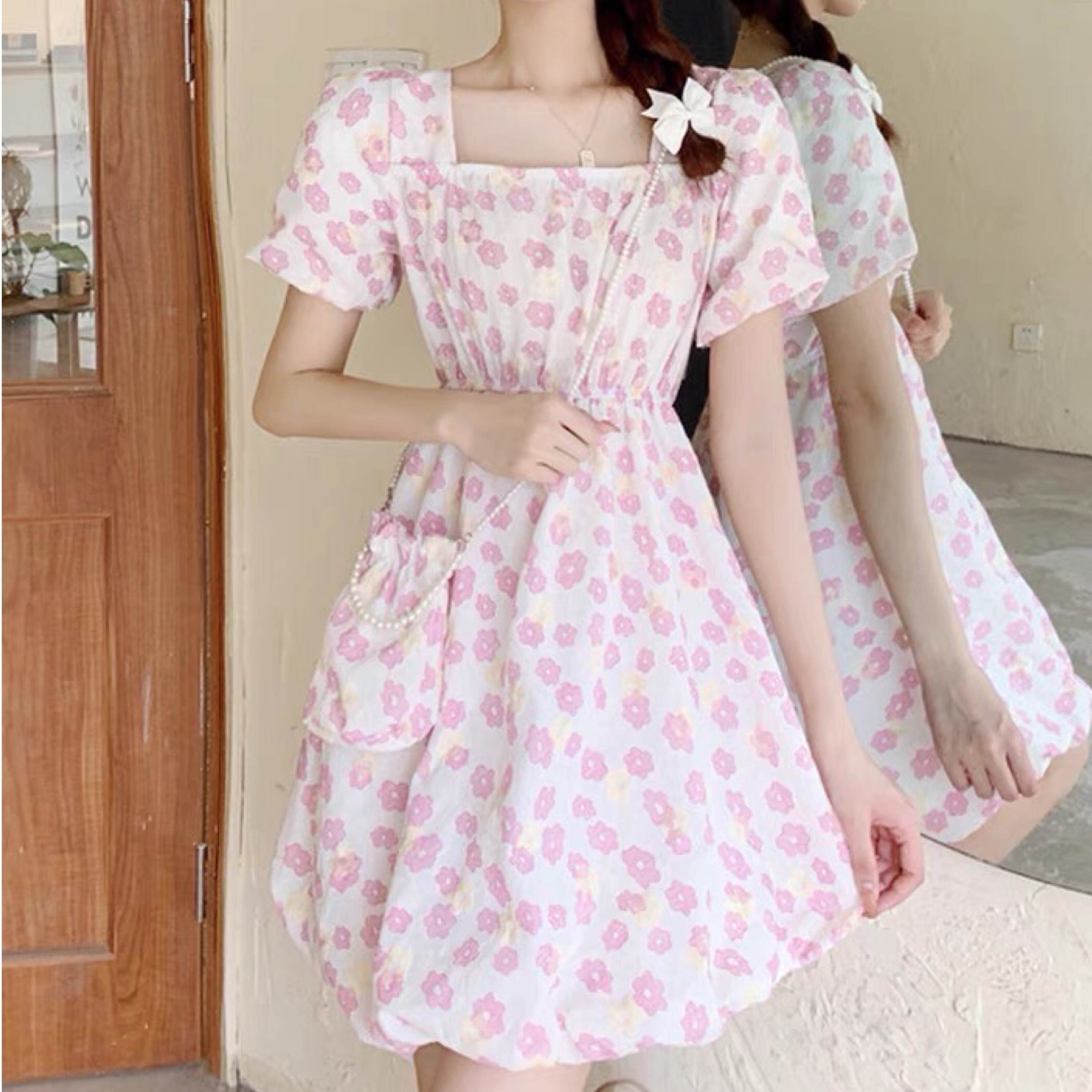 フレンチガーリー 花柄バルーンワンピース B0479 Retro N フレンチガーリー 花柄バルーンワンピース B0479 Retro N